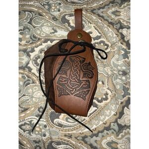 Medieval Costume Coin Pouch Faux Leather Vintage Drawstring Purse Cosplay Bag